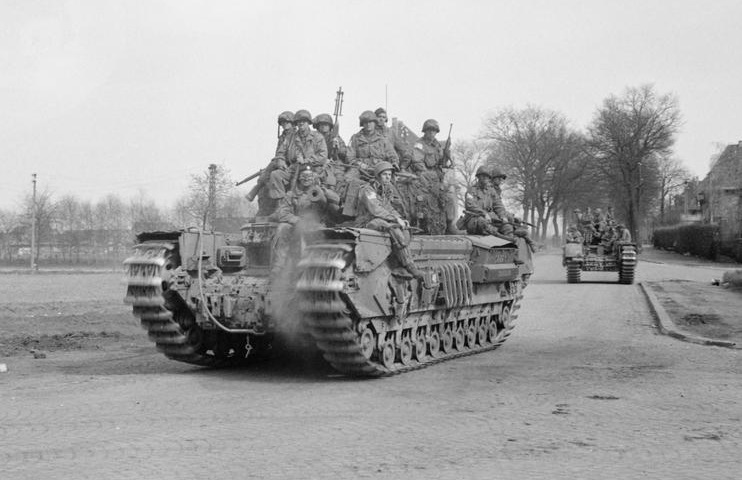Guards Tanks Carrying American Paratroops Advance Into Germany